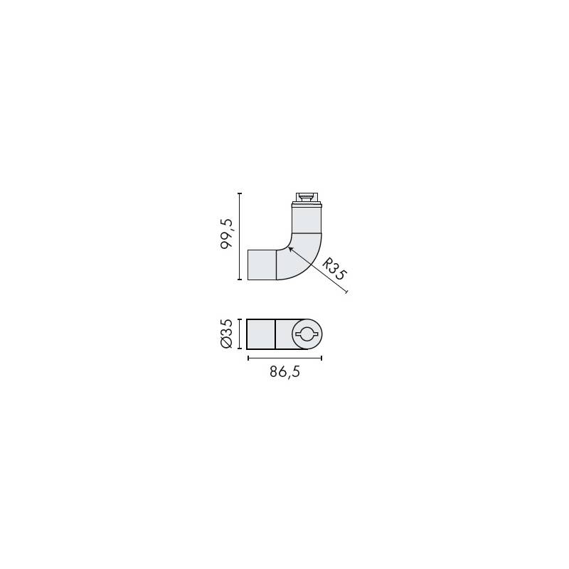 Embout coudé à 90°, inox brossé 316