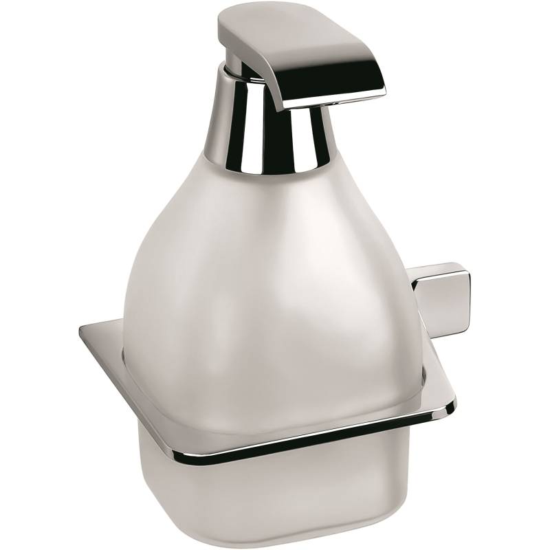Distributeur de savon liquide mural, droit, 500 ml, chromé/verre, ALIZE