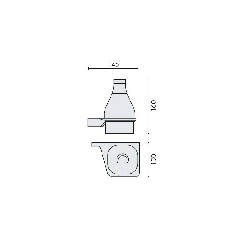 Distributeur de savon liquide mural, droit, 500 ml, chromé/verre, ALIZE