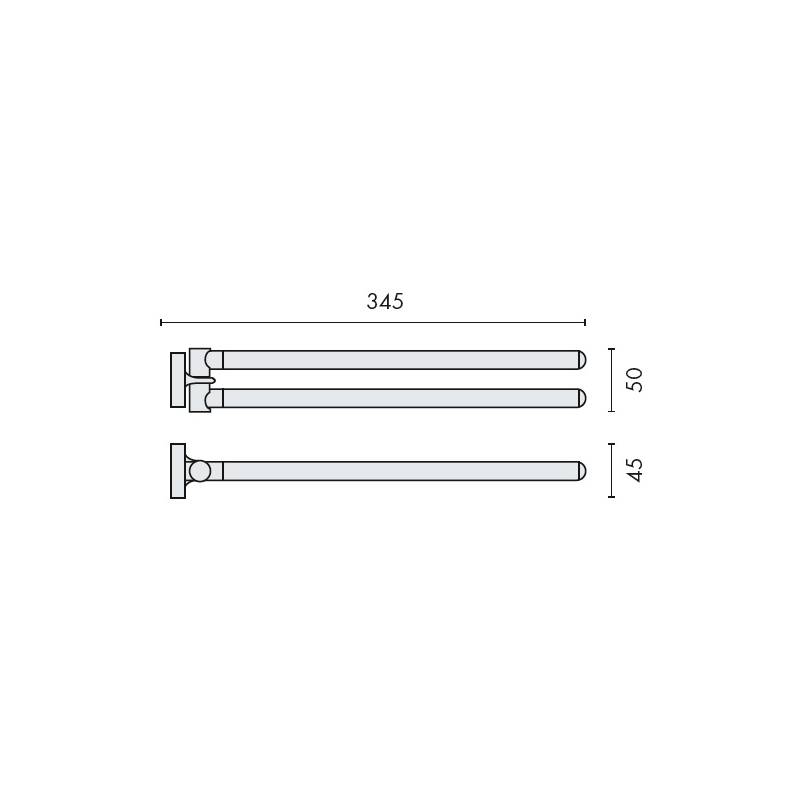 Porte-serviette double orientable 345 mm, chromé, BASIC