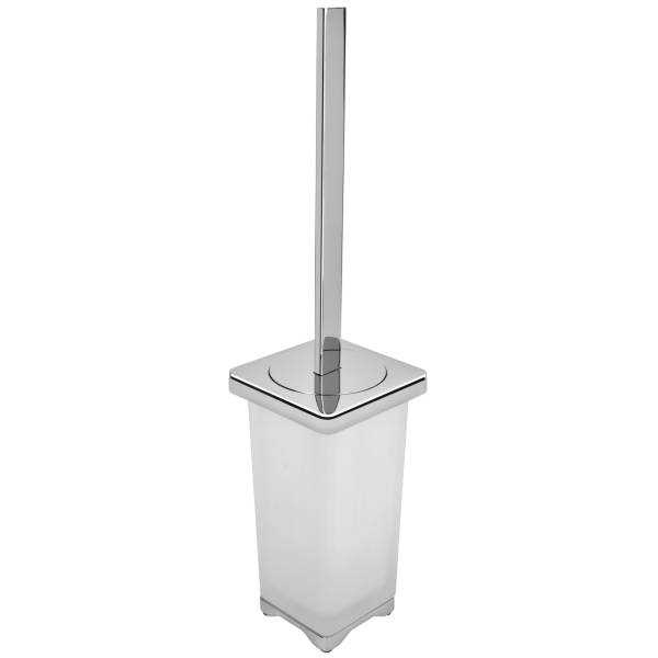 Ensemble balai/brosse WC à poser, chromé/verre, FOREVER