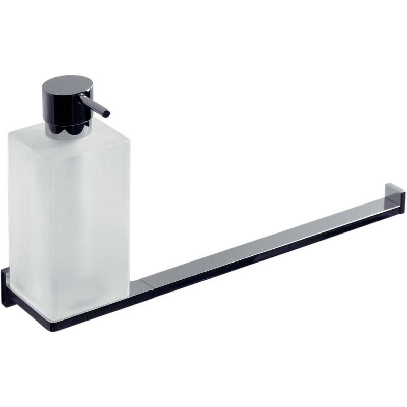 Distributeur de savon liquide (310 ml) et porte-serviette, chromé/verre, LOOK