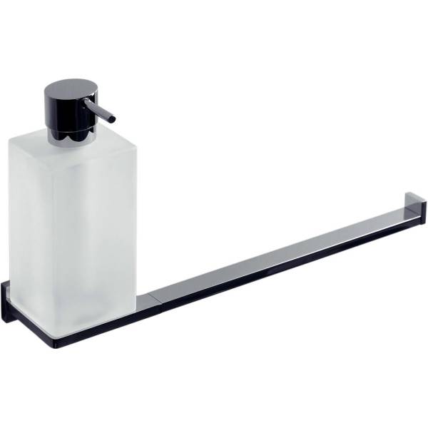 Distributeur de savon liquide (310 ml) et porte-serviette, chromé/verre, LOOK