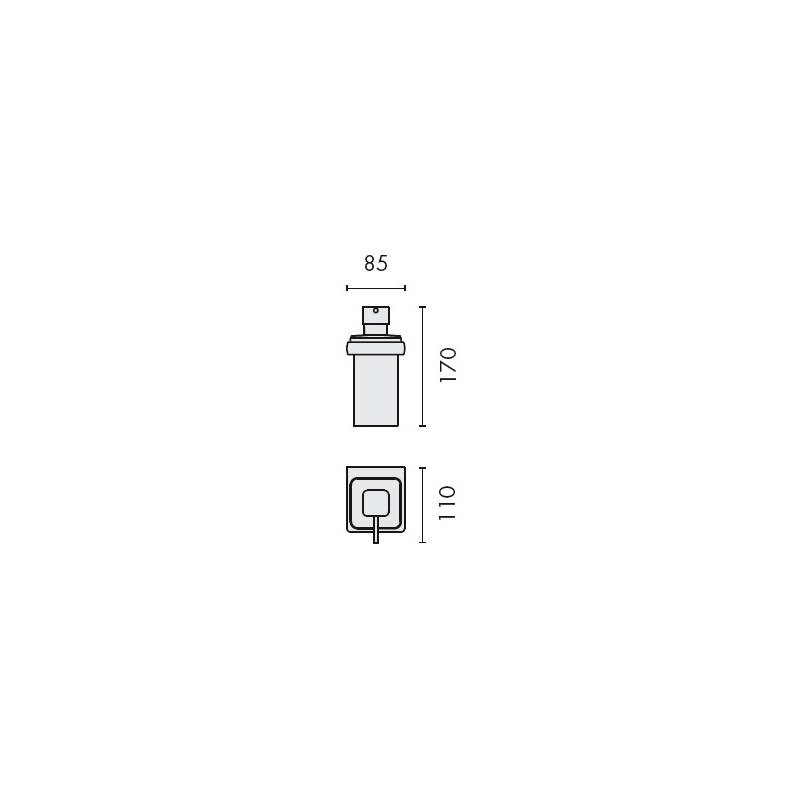 Distributeur de savon liquide mural, 280 ml, chromé/verre, LULU