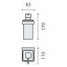 Distributeur de savon liquide mural, 280 ml, chromé/verre, LULU