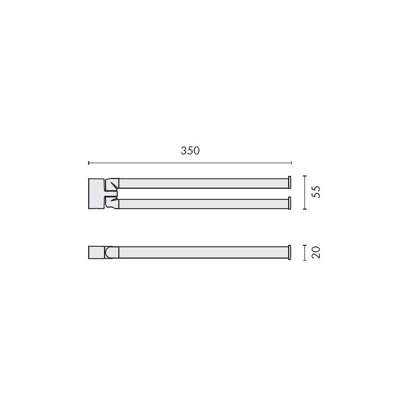 Porte-serviette double orientable 350 mm, chromé, LULU