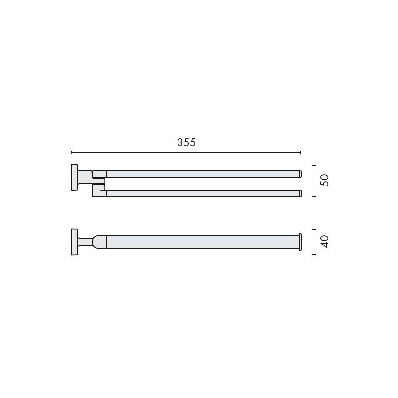 Porte-serviette double orientable 355 mm, chromé, NORDIC