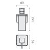 Distributeur de savon liquide mural, 220 ml, inox/verre, OVER