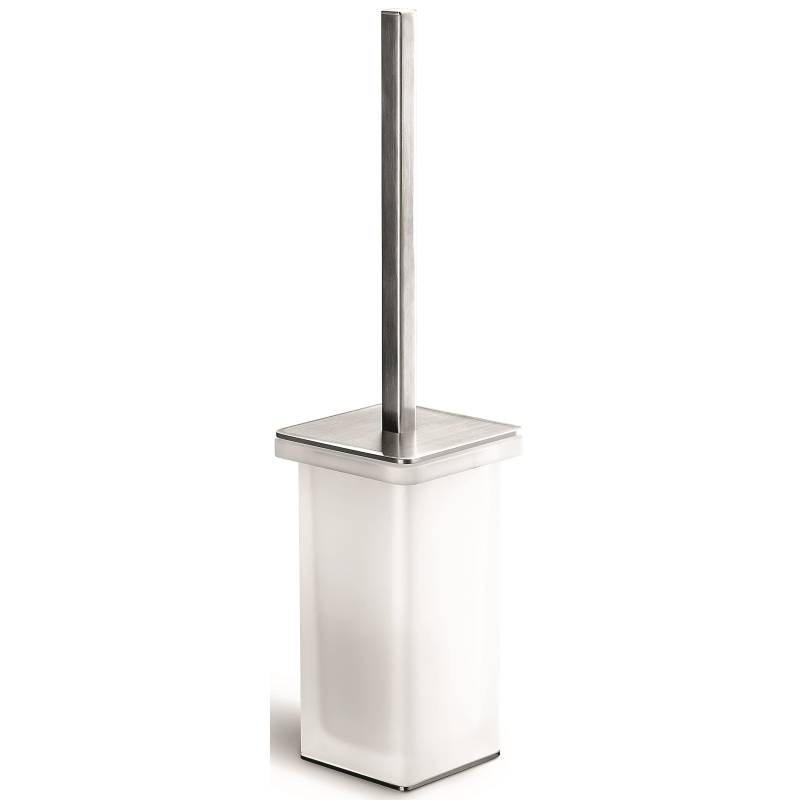 Ensemble balai/brosse WC à poser, inox/verre, OVER