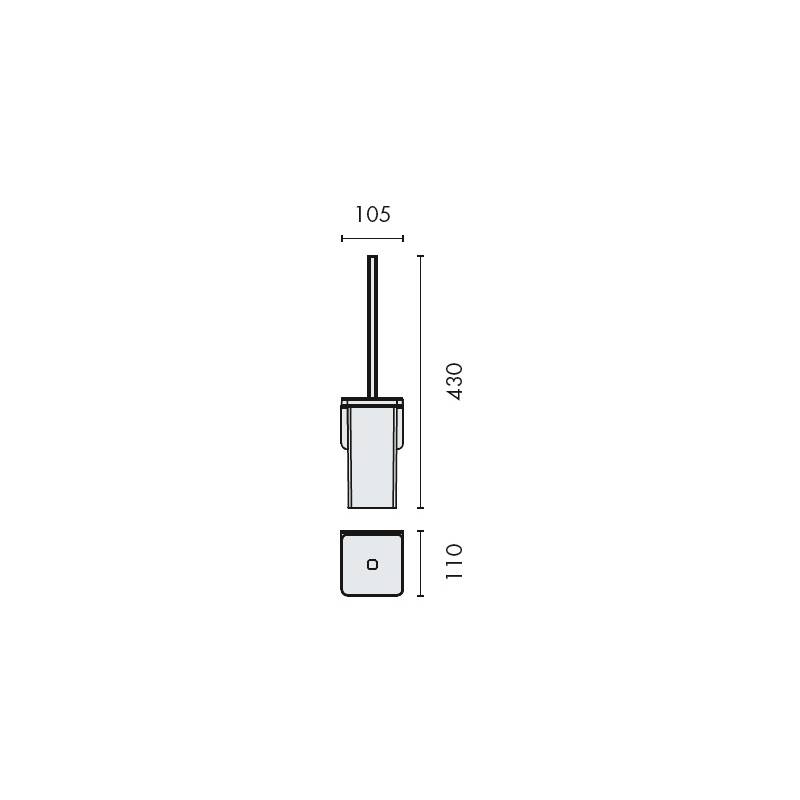 Ensemble balai/brosse WC mural, inox/verre, OVER