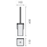 Ensemble balai/brosse WC mural, inox/verre, OVER