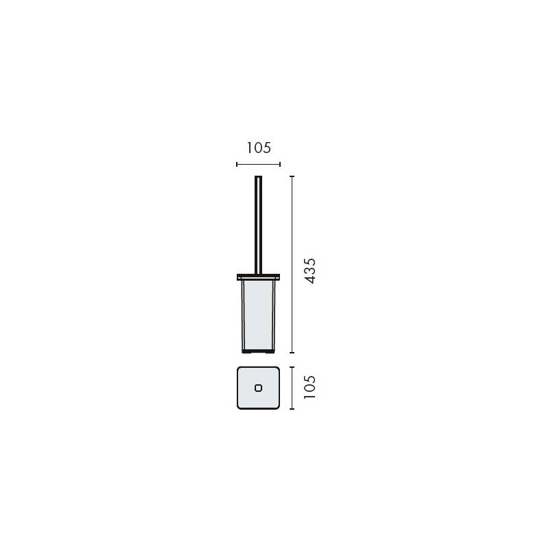 Ensemble balai/brosse WC à poser, inox/verre, OVER
