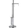 Console dérouleur papier WC et balai/brosse WC à poser, chromé/verre, PLUS