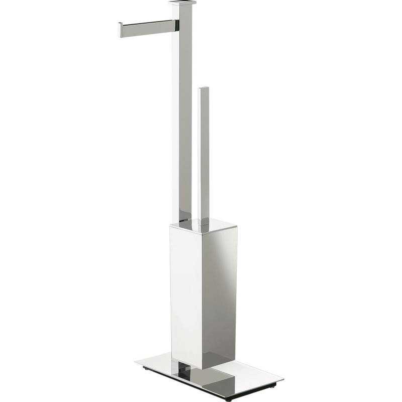 Console dérouleur papier WC et balai/brosse WC, gauche, chromé, UNITS