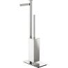 Console dérouleur papier WC et balai/brosse WC, gauche, chromé, UNITS