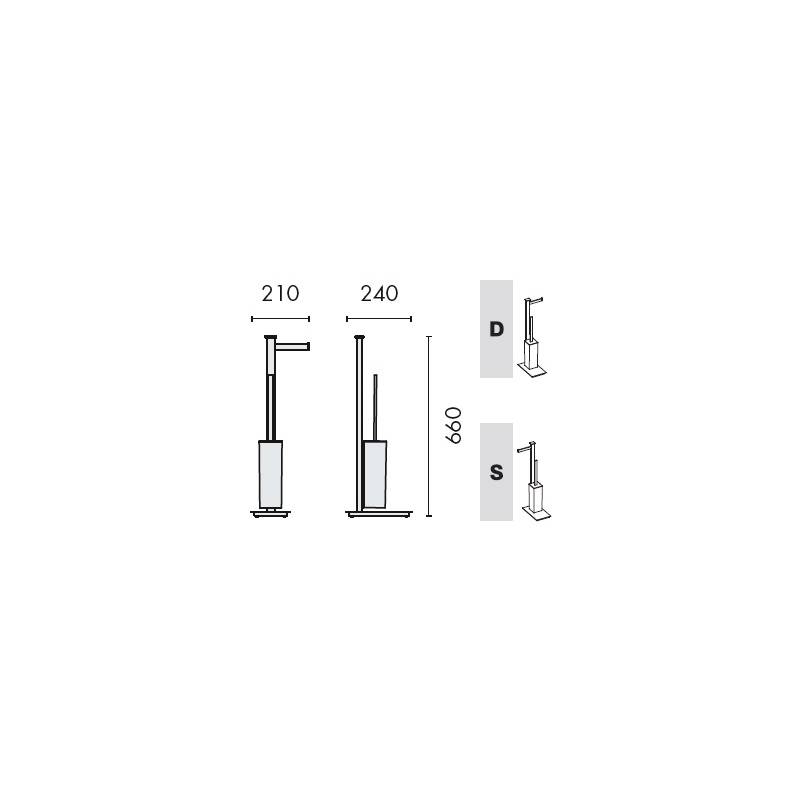 Console dérouleur papier WC et balai/brosse WC, gauche, chromé, UNITS