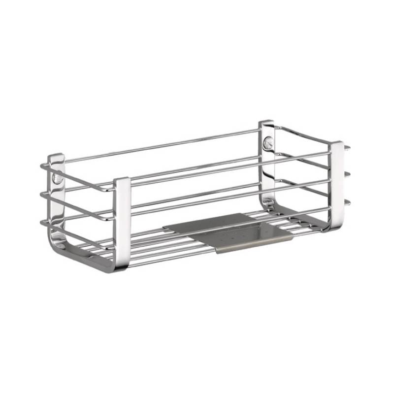 Panier rectangulaire avec tablette, chromé, COMPLEMENTS