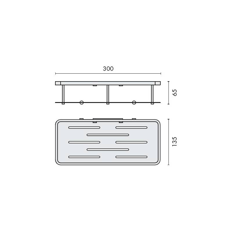 Panier rectangulaire avec tablette, chromé, COMPLEMENTS