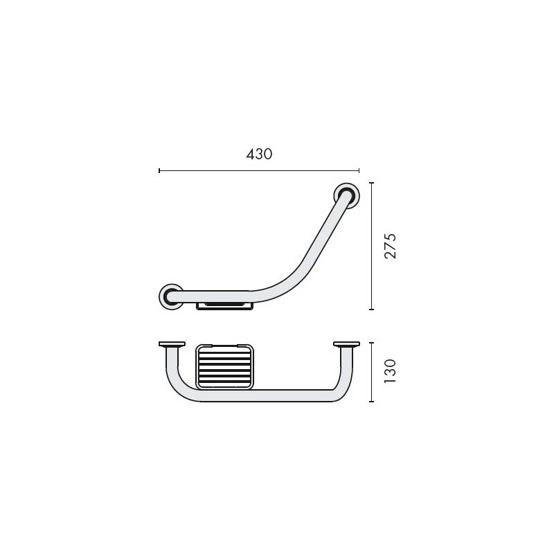 Barre d'appui 430 mm avec porte-savon, chromé, COMPLEMENTS