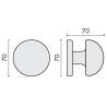 Bouton fixe ROBOT 55, Ø 70 mm sur rosace ronde, chromé