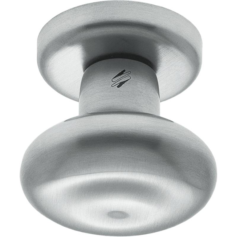 Bouton fixe ROUND 25, Ø 60 mm sur rosace ronde, chromé mat