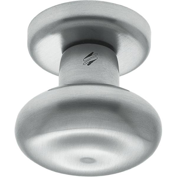 Bouton fixe ROUND 25, Ø 60 mm sur rosace ronde, chromé mat