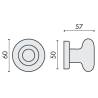 Bouton fixe ROUND 25, Ø 60 mm sur rosace ronde, chromé