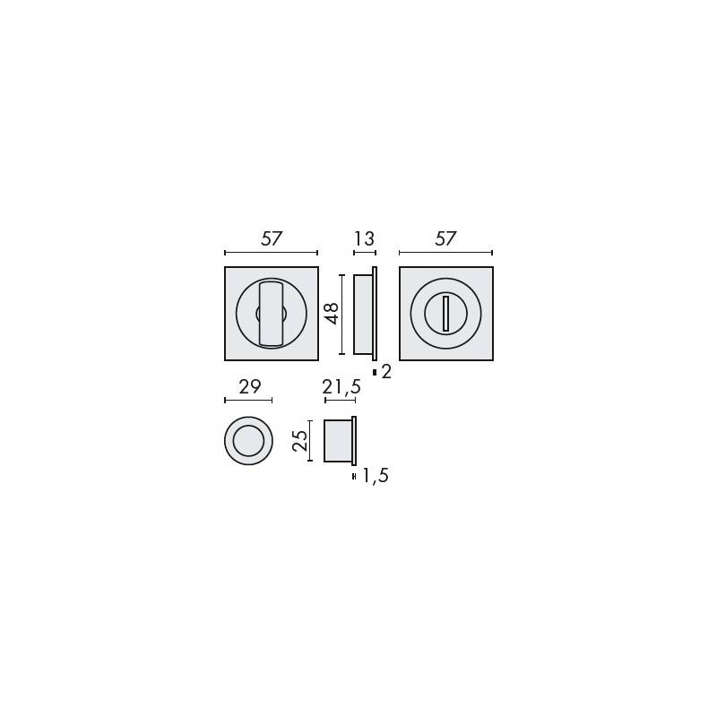 Cuvette encastrée OPEN SQ, sans serrure, carrée 57 mm, chromé mat
