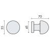 Bouton fixe ROBOT 45, Ø 55 mm sur rosace ronde, laiton poli