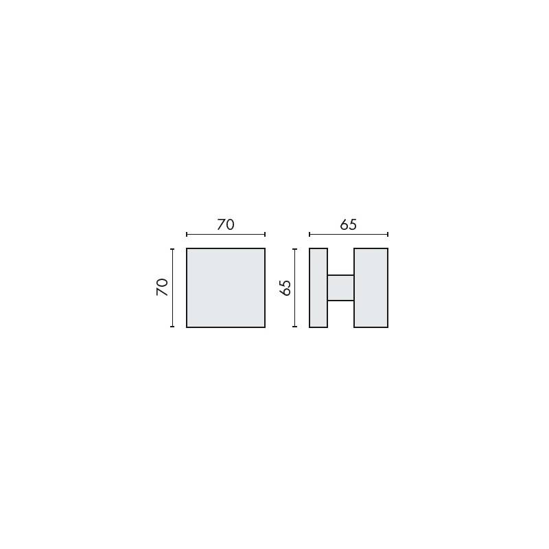 Bouton fixe SQUARE 35 sur rosace carrée, chromé mat