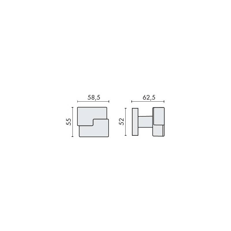 Bouton fixe CUT 15 sur rosace carrée, chromé mat