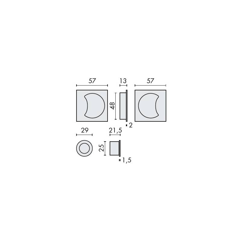 Cuvette encastrée OPEN SQ, carrée 57 mm, chromé mat