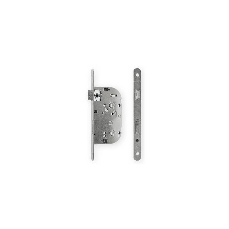 Serrure EXS 12, bec de cane à condamnation axe 50 mm NF bouts ronds aspect inox