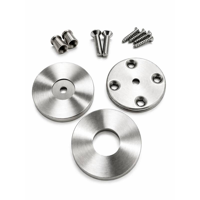 Paire de rosaces rondes diam.50mm pour montage simple ou double traversant inox