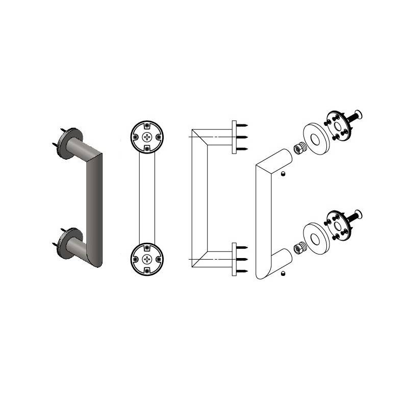 Paire de rosaces rondes diam.50mm pour montage simple ou double traversant inox