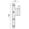 1/2 Paumelle EXS 1.61-F, 140*70 bouts ronds. Femelle droite inox brossé