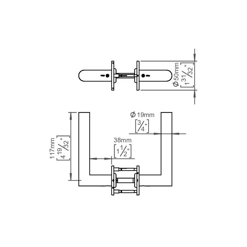 Paire de béquilles FFG 19 mm sur rosace ronde, inox brossé 316