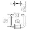 Paire de béquilles U 14 mm sur rosace ronde, inox brossé 316