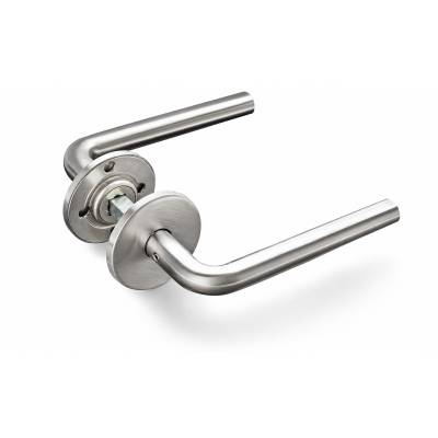 Paire de béquilles L 14 mm sur rosace ronde, inox brossé 316