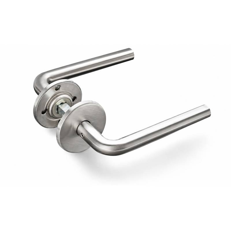 Paire de béquilles L 14 mm sur rosace ronde, inox brossé 316