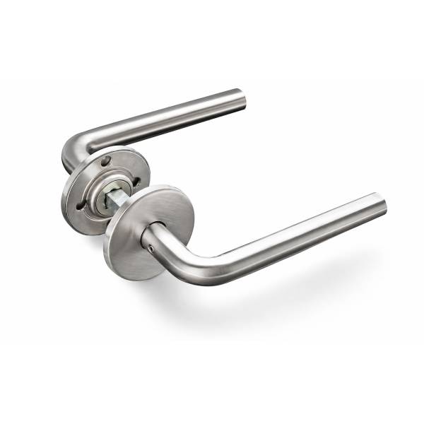 Paire de béquilles L 14 mm sur rosace ronde, inox brossé 316