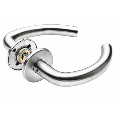 Paire de béquilles C 16 mm sur rosace ronde, inox brossé 316
