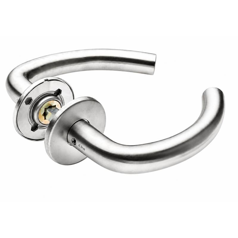 Paire de béquilles C 16 mm sur rosace ronde, inox brossé 316