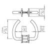 Paire de béquilles C 16 mm sur rosace ronde, inox brossé 316