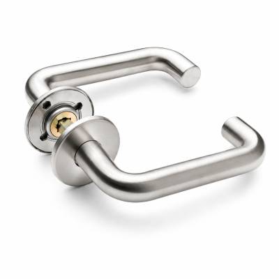 Paire de béquilles U 19 mm sur rosace ronde, inox brossé 316