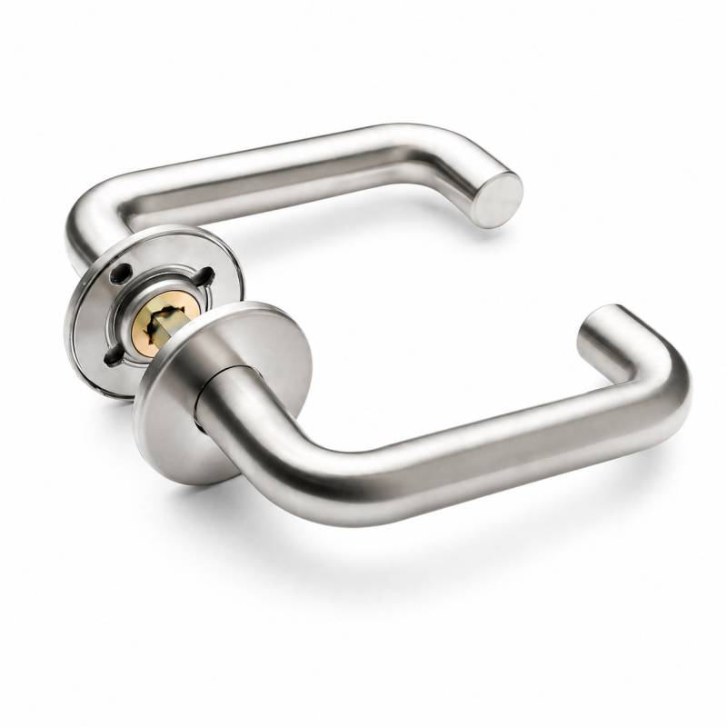 Paire de béquilles U 19 mm sur rosace ronde, inox brossé 316