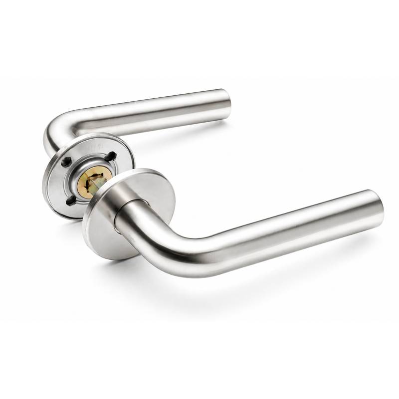 Paire de béquilles L 19 mm sur rosace ronde, inox brossé 316