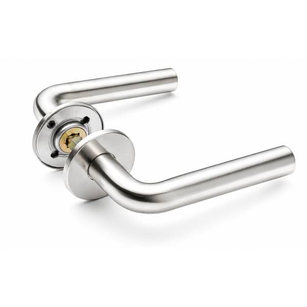 Paire de béquilles L 19 mm sur rosace ronde, inox brossé 316