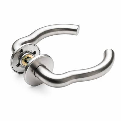 Paire de béquilles M 16 mm sur rosace ronde, inox brossé 316