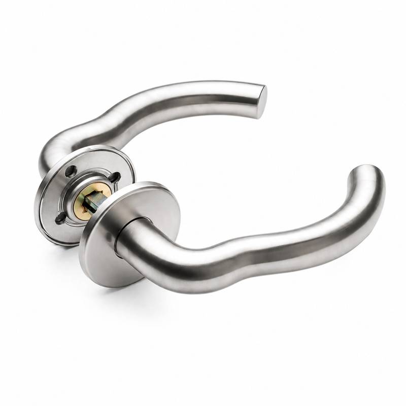 Paire de béquilles M 16 mm sur rosace ronde, inox brossé 316